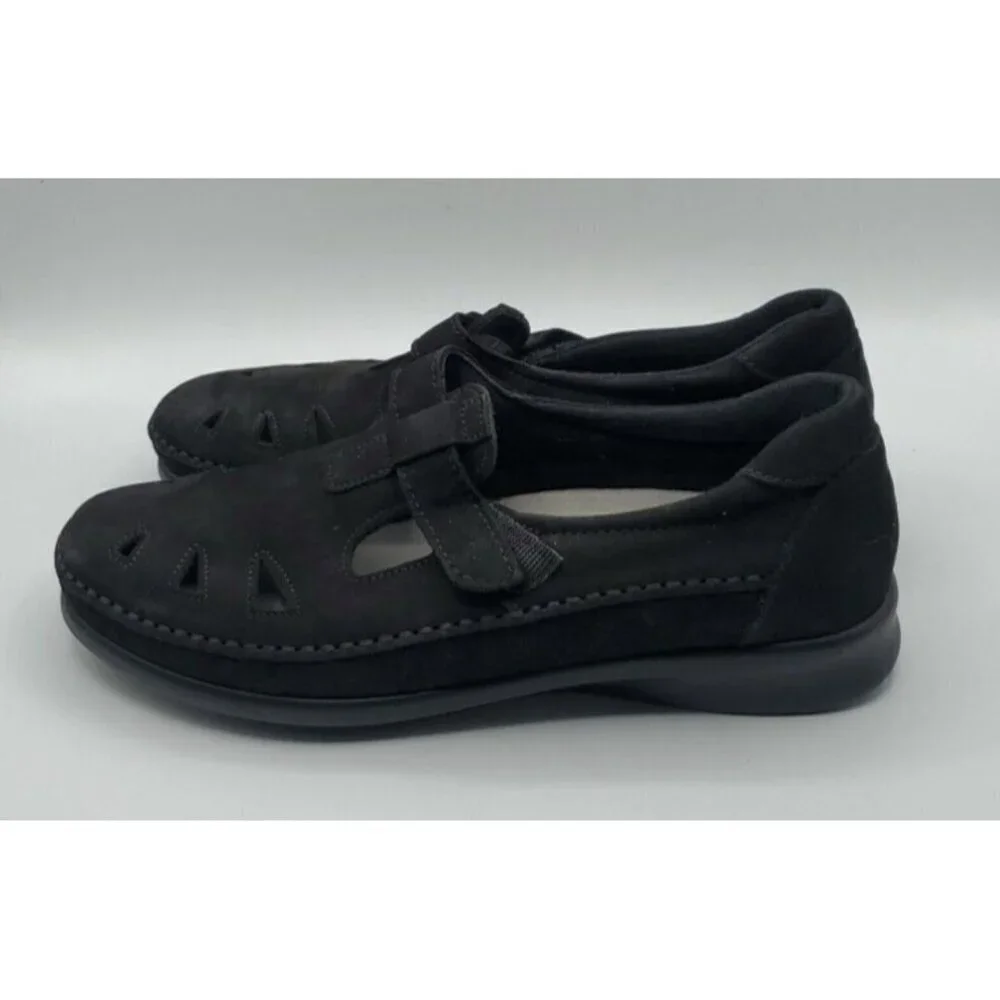 SAS Roamer Sz 8.5 NuBuck Leather Women's Comfort Walking Slip On Shoes Charcoal